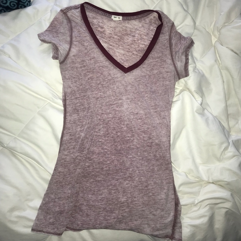 purple ish red ish v neck from garage